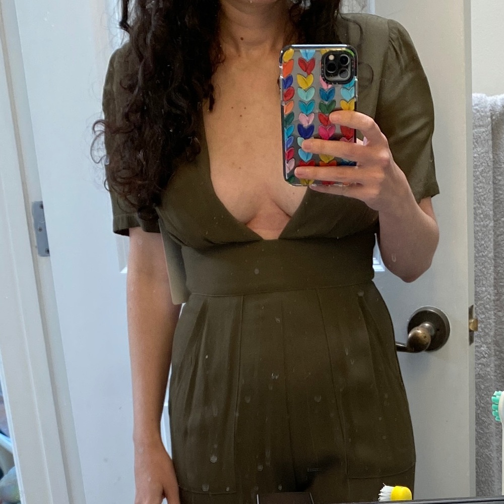 Reformation Dean Jumpsuit in Green, Size XS - Picture 2 of 6
